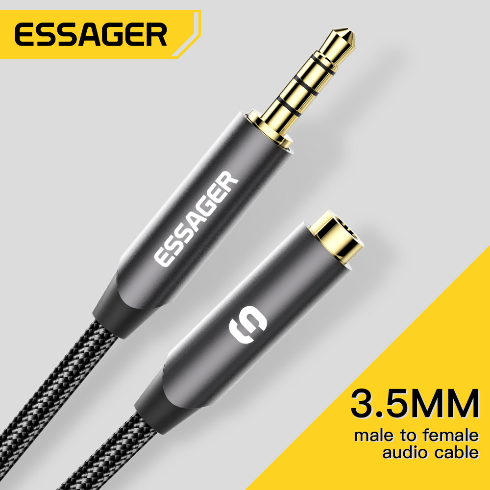 Earphone Splitter Jack - ESSAGER-Cable de extensión para auriculares, conector